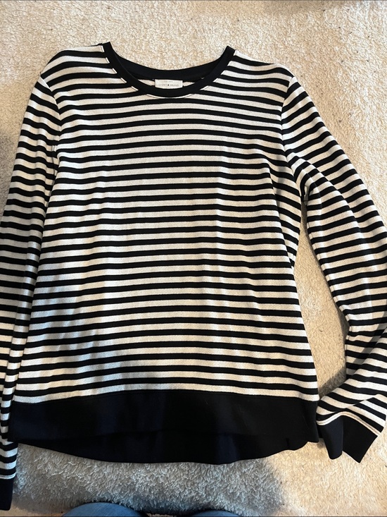 Lucky Brand Sweaters - Lucky Brand Black and White Striped Crewneck Sweater